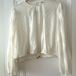Zara Sheer Blouse with Floral Embroidery size XL